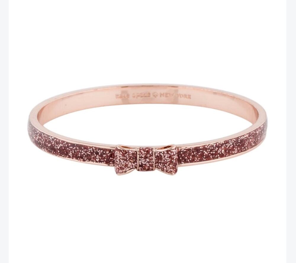 Kate Spade Moon River Glitter Bow Bangle Bracelet Rose Gold